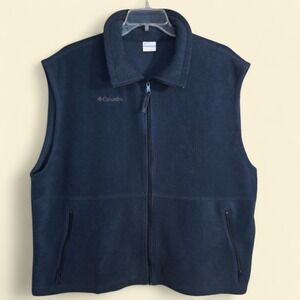Columbia Vest Men's XXL Blue Fleece Full Zip Sleeveless Outdoor Hiking